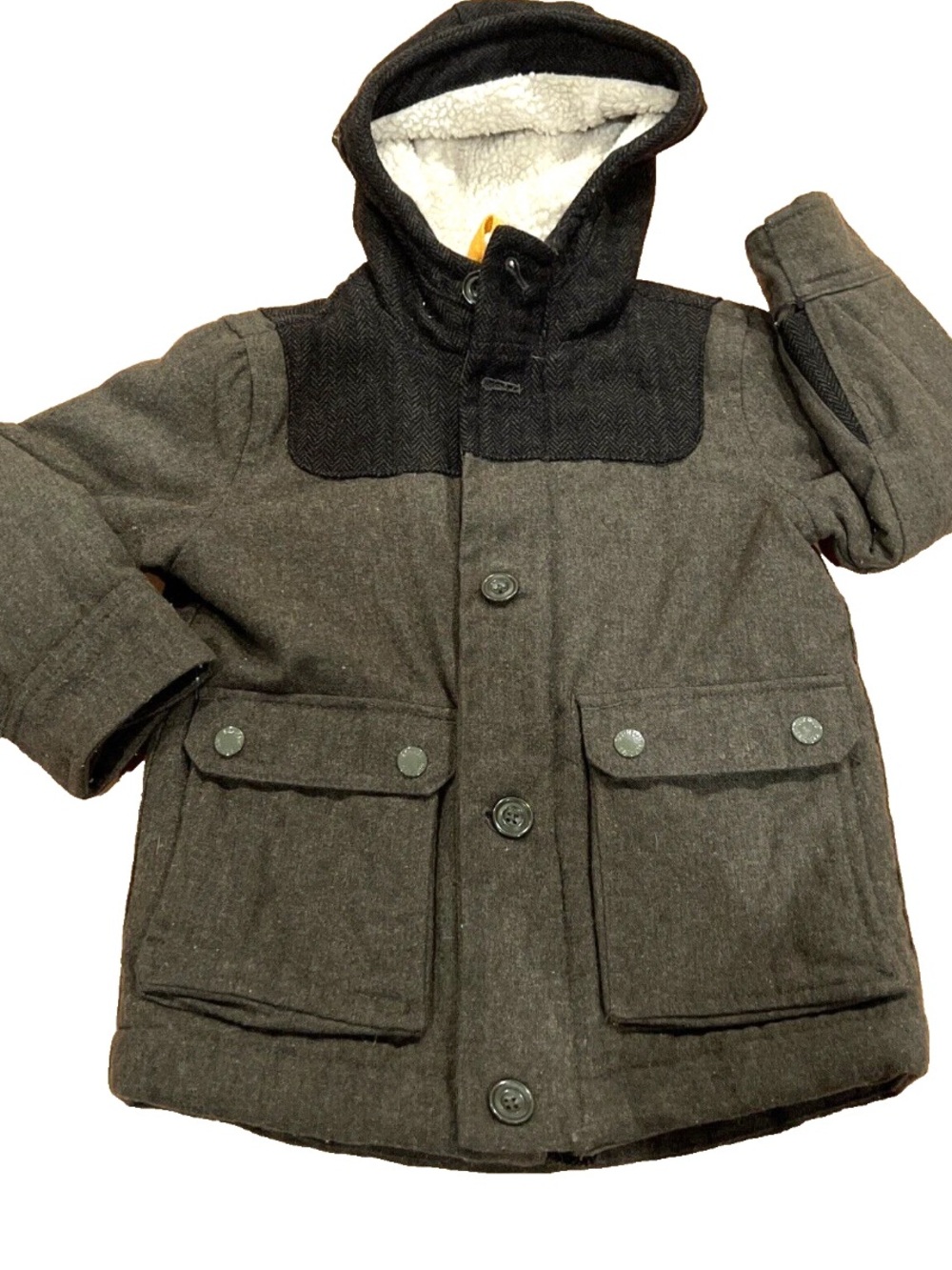 GAP Boys Winter Fall Wool Blend Tweed Donkey Jacket Coat Size XS (4/5) Green